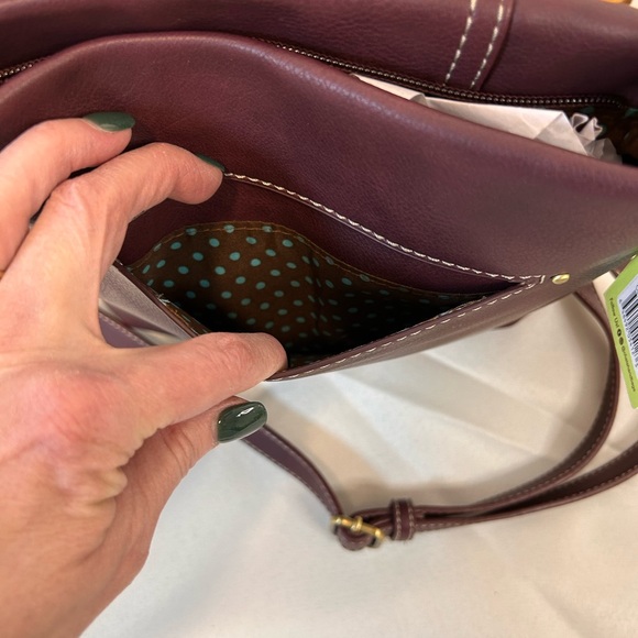 New CHALA Laser Cut Crossbody Bag Adjustable Strap Plum Purple faux‎ leather - Picture 6 of 13